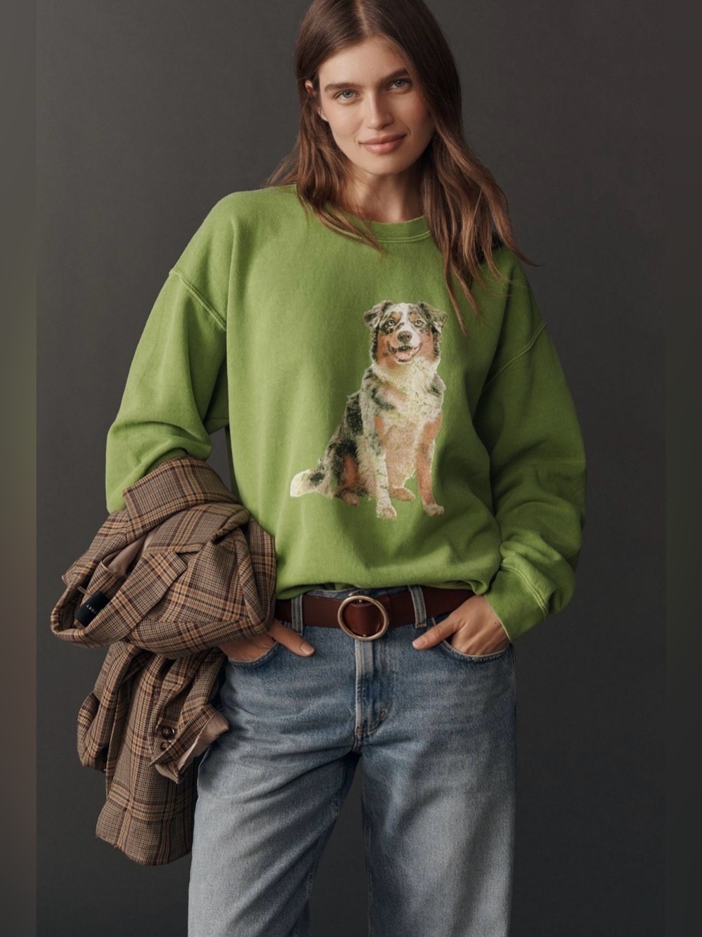 Anthropologie Australian Shepherd Pullover Sweatshirt Size Medium